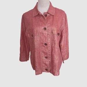 Chicos Coral Linen Metallic Jacket size 2